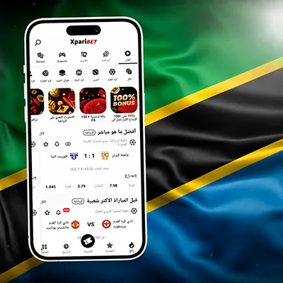 Muonekano wa programu ya Xparibet kwa wachezaji wa Tanzania, ukionyesha menyu ya usajili iliyofunguliwa.